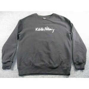 Keith Haring Mens Black Graphic Sweatshirt Crewneck Pop Art Size Medium #2113